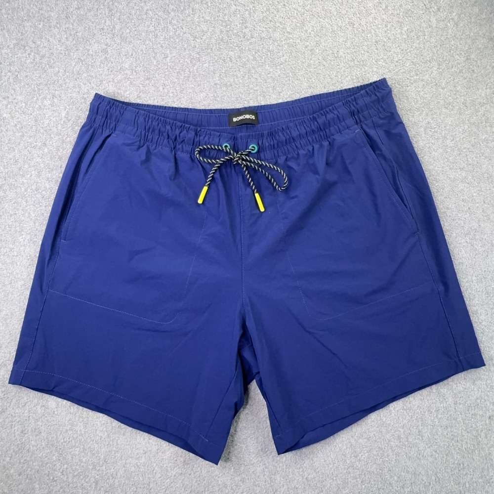 BONOBOS Shorts Mens L GOODSPORT Blue Athletic Drawstrings 7" Inseam Athletic
